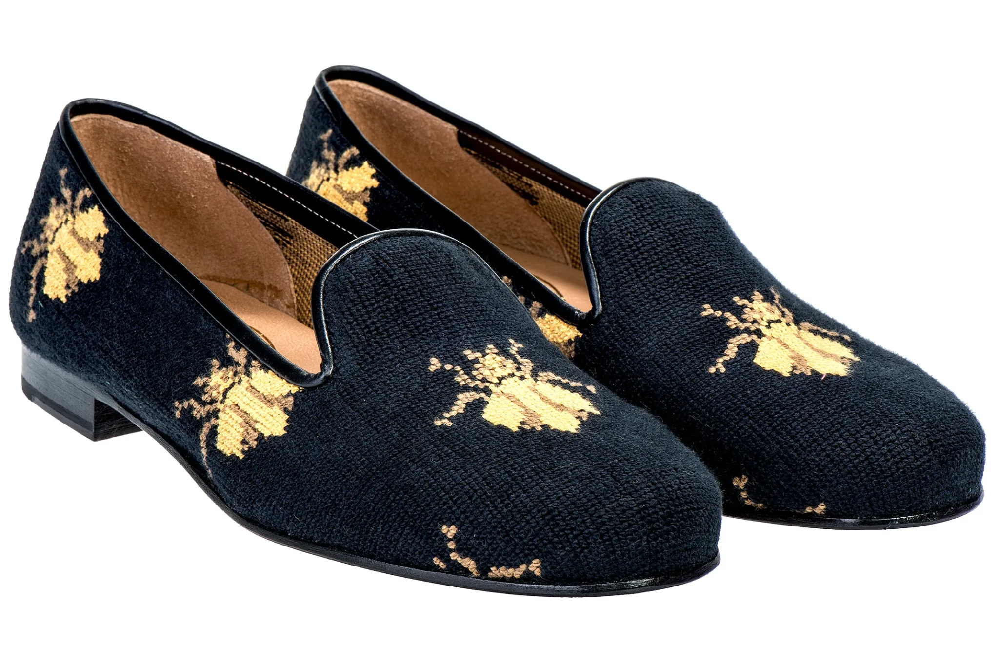 Bee Black Needlepoint Slipper (Men)