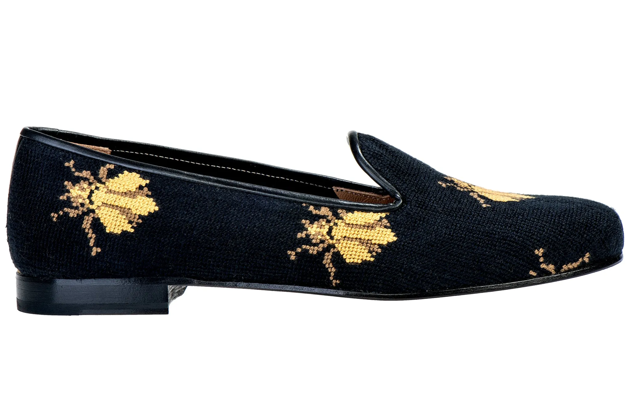 Bee Black Needlepoint Slipper (Men)
