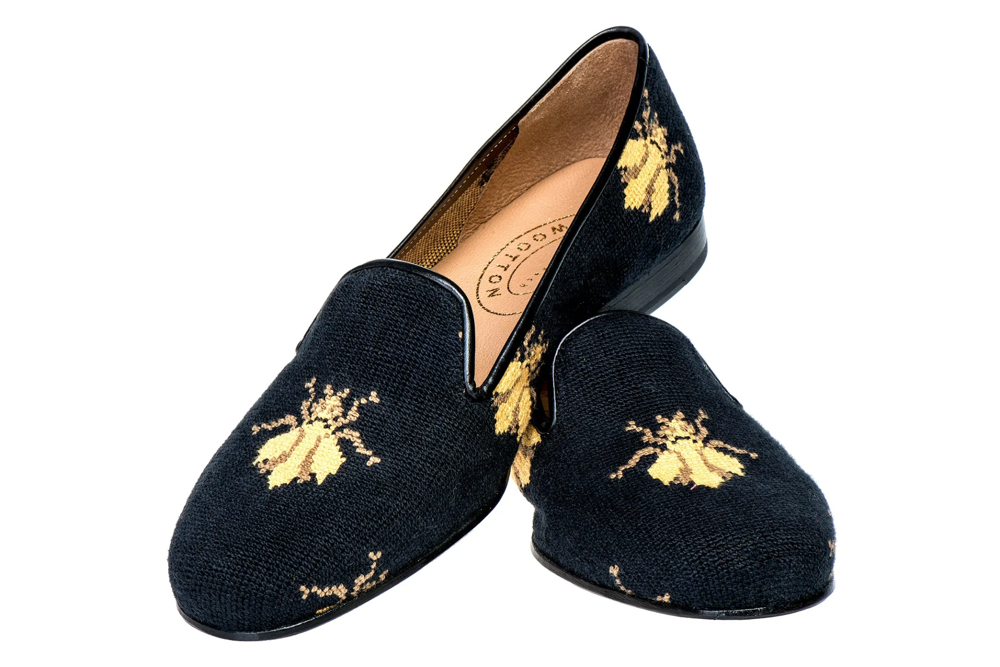 Bee Black Needlepoint Slipper (Men)