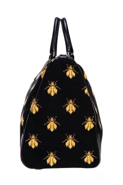 Bee Black Needlepoint Weekender