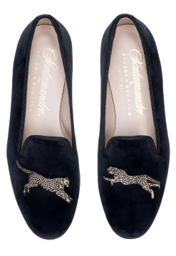 Cheetah Black Velvet Slipper (Men)