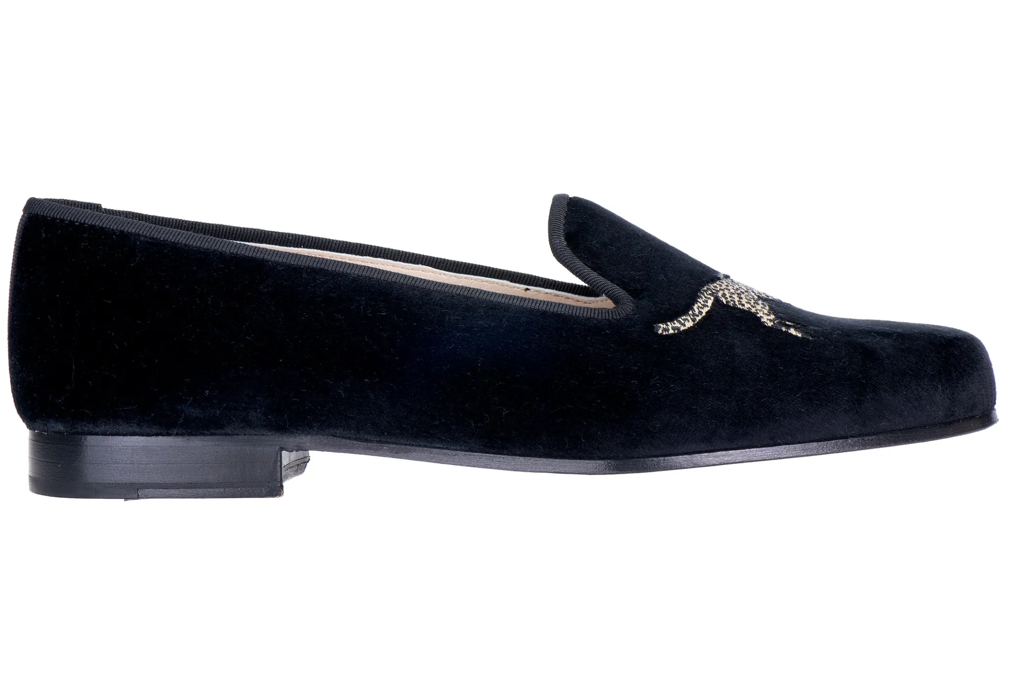 Cheetah Black Velvet Slipper (Men)