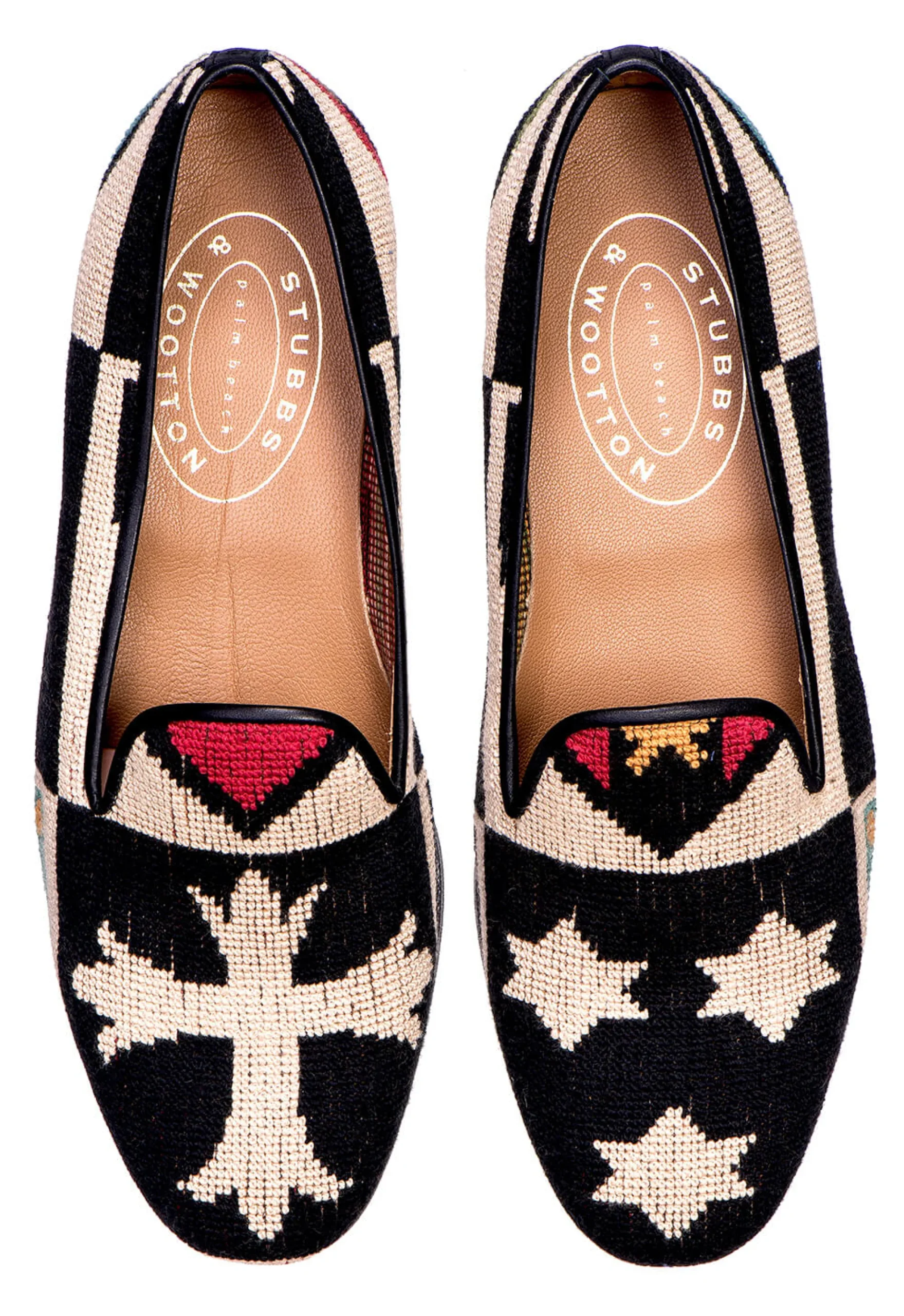 Crest Black Needlepoint Slipper (Men)