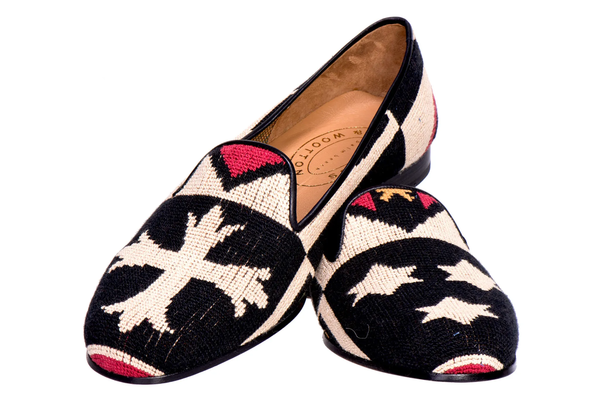 Crest Black Needlepoint Slipper (Men)