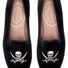 Skull Black Velvet Slipper (Women)