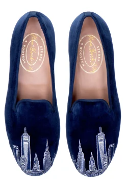 Skyline Navy Velvet Slipper (Men)