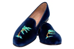 Storm Naval Velvet Slipper (Wide)
