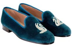 Swans Teal Velvet Slipper (Men)