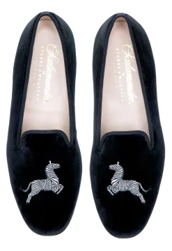 Zebra Black Velvet Slipper (Women)