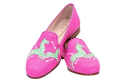 Zebras Fuchsia Linen Slipper (Men)