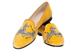 Zebras Yellow Velvet Slipper (Women)